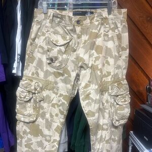 Rocawear Tan and Cream Camo Camoflage Cargo Pants vintage